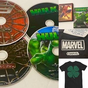 NWOT Marvel Shamrock Graphic Tee Shirt & DVDs
